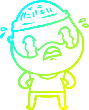 Bir insan tarafından çizilmiş ağlayan sakallı bir adamın çizdiği soğuk çizgi.