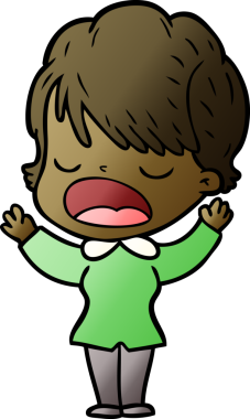 Bir insan tarafından çizilmiş bir karikatür kadın konuşuyor.