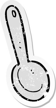 Bir insan tarafından çizilmiş karikatür kaşığının gerilmiş yapıştırması.