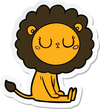 Bir insan tarafından çizilmiş karikatür aslanının çıkartması.