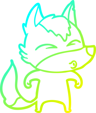 Bir insan tarafından çizilmiş bir kurt çizgi filminin soğuk gradyan çizimi