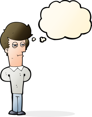 Bir insan tarafından çizilmiş düşünce baloncuğu olan bitkin bir adam.