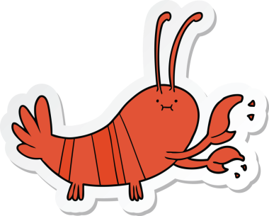 Bir insan tarafından çizilmiş bir ıstakozun çıkartması.