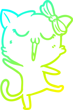 Bir insan tarafından çizilen çizgi film kedisinin soğuk gradyan çizgisi.