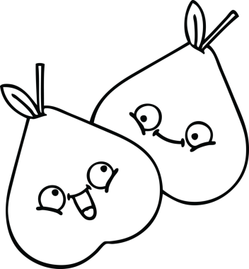 Bir insan tarafından çizilmiş armutların çizgi çizimi