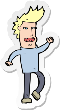 Bir insan tarafından çizilmiş çenesi düşük bir adamın çıkartması.