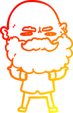 Bir insan tarafından çizilmiş sakallı bir çizgi film karakteri.