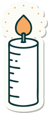 Bir insan tarafından çizilmiş geleneksel bir mum stiliyle dövme çıkartması.