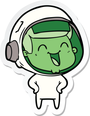 Bir insan tarafından çizilmiş mutlu bir astronotun çıkartması.