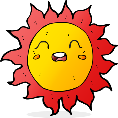 Bir insan tarafından çizilmiş çizgi film güneşi.