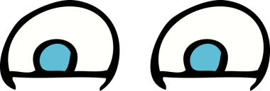 Bir insan tarafından çizilmiş çizgi film gözleri.