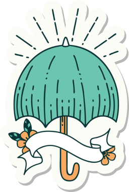 Bir insan tarafından çizilmiş dövme stili açık şemsiye etiketi