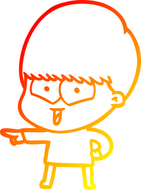 Bir insan tarafından çizilen mutlu bir çocuğun sıcak çizgi çizimi.