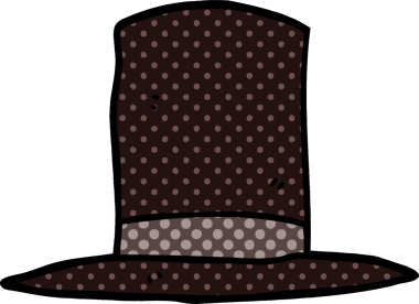 Bir insan tarafından çizilmiş karikatür silindir şapka.