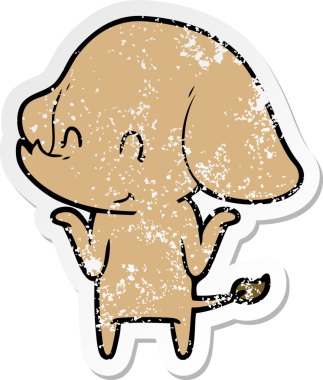 Bir insan tarafından çizilmiş şirin bir filin sıkıntılı çıkartması