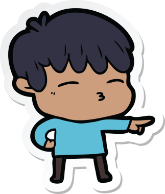 Bir insan tarafından çizilmiş meraklı bir çocuğun çıkartması.