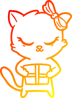 Bir insan tarafından çizilmiş sevimli bir çizgi film kedisinin sıcak çizgi çizimi