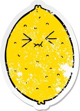 Bir insan tarafından çizilmiş acı limon desenli karikatür çıkartması.