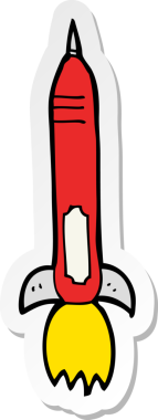 Bir insan tarafından çizilmiş karikatür füzesinin çıkartması.