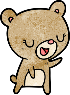 Bir insan tarafından çizilmiş çizgi film ayısı.