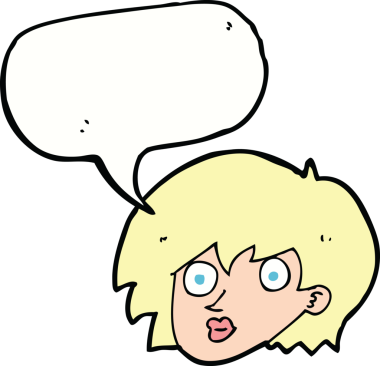 Bir insan tarafından çizilen konuşma baloncuğuyla kadın yüzü şaşırtılıyor.