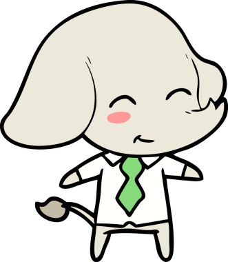 Bir insan tarafından çizilmiş şirin çizgi film patronu fil.