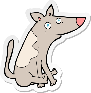 Bir insan tarafından çizilmiş bir köpeğin çıkartması.