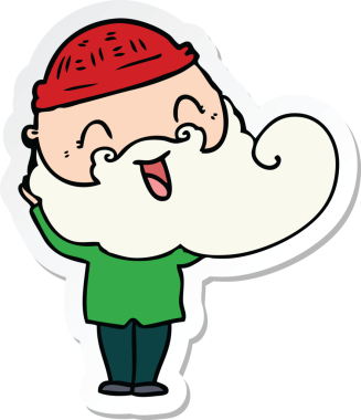 Bir insan tarafından çizilmiş mutlu sakallı bir adamın çıkartması.