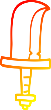 Bir insan tarafından çizilmiş altın bir kılıcın sıcak çizgi çizgisi