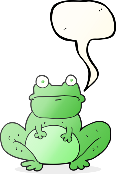Bir insan tarafından çizilmiş serbest konuşma balonu karikatür kurbağası