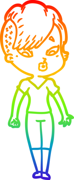 gökkuşağı gradyanı çizimi bir çizgi film kızı şaşırttı bir insan tarafından çizildi