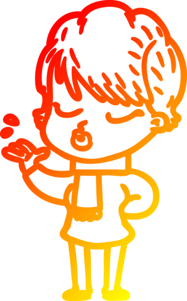 Bir insan tarafından çizilmiş gözleri olan çizgi film kadını çizimi.