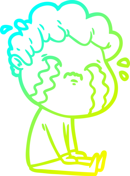 Bir insan tarafından çizilmiş ağlayan bir çizgi film karakteri çizimi.