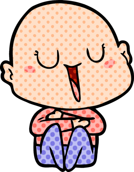 Bir insan tarafından çizilmiş mutlu, kel adam.