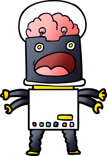 Bir insan tarafından çizilmiş çizgi film robotu