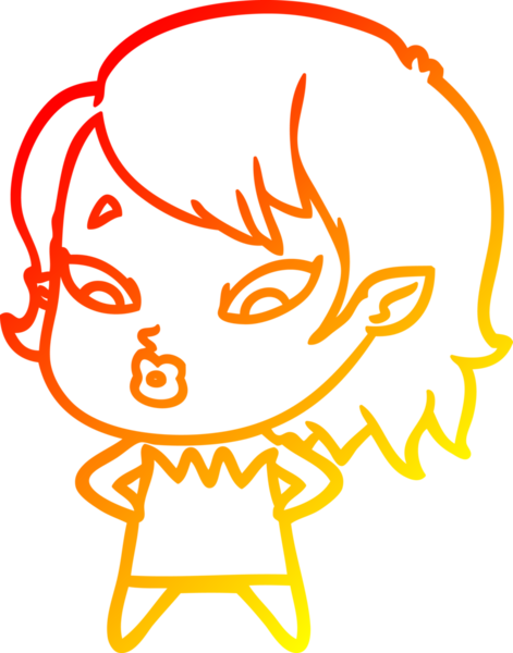 Bir insan tarafından çizilmiş sevimli bir vampir kız çizgi çizimi.