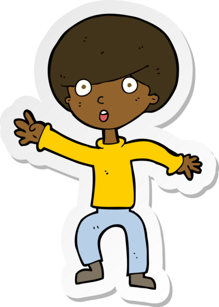 Bir insan tarafından çizilmiş panikleyen bir çocuğun çıkartması.