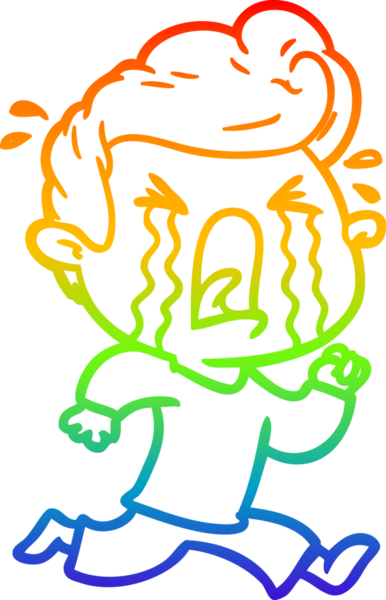 Bir insan tarafından çizilmiş ağlayan bir adamın çizdiği gökkuşağı gradyan çizgisi.