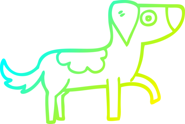 Bir insan tarafından çizilmiş mutlu bir köpeğin soğuk çizgi çizimi.