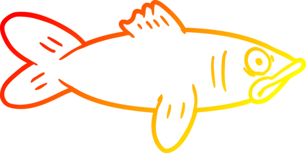 Bir insan tarafından çizilmiş karikatür balığının sıcak çizgi çizimi