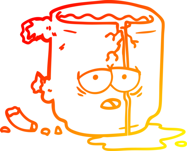 Bir insan tarafından çizilmiş kırık bir karikatürün sıcak çizgi çizimi