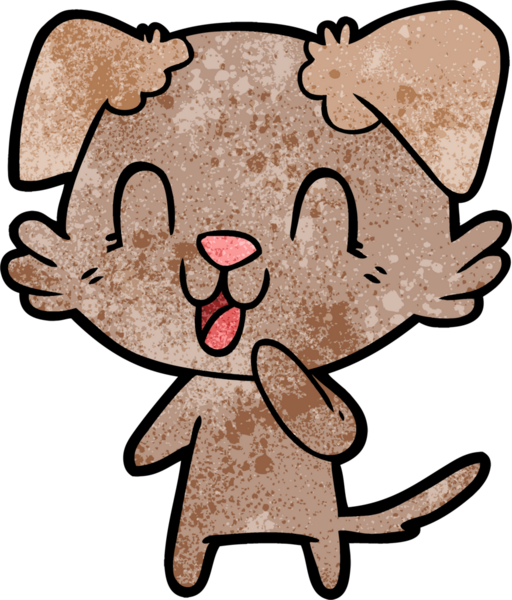 Bir insan tarafından çizilmiş gülen çizgi film köpeği.