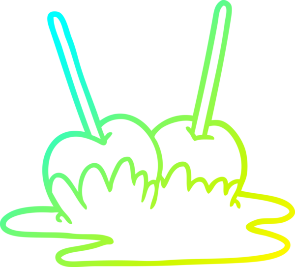 Bir insan tarafından çizilmiş elma şekerlemesinin soğuk gradyan çizgisi