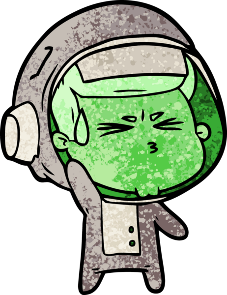 Çizgi film bir insan tarafından çizilmiş astronot.