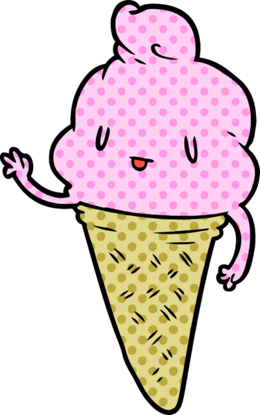 Bir insan tarafından çizilmiş tatlı çizgi film dondurması.