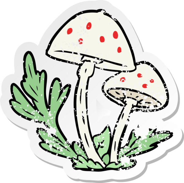 Bir insan tarafından çizilmiş karikatür mantarının sıkıntılı çıkartması.