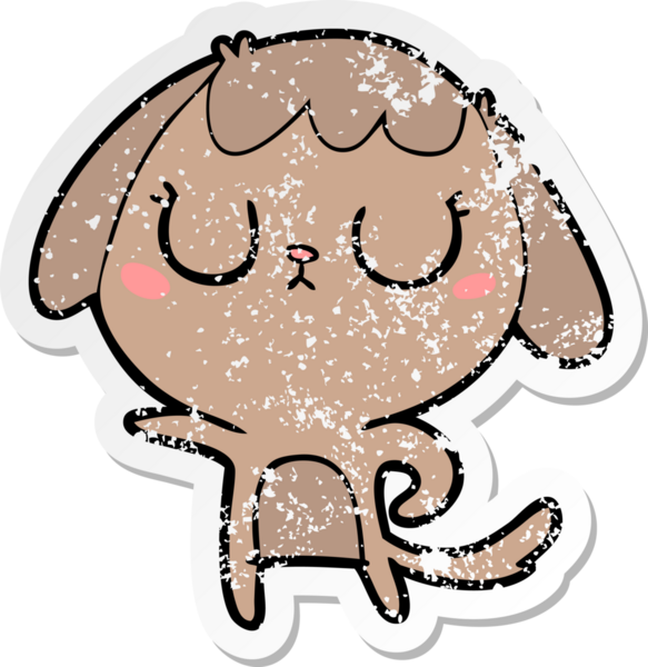 Bir insan tarafından çizilmiş şirin bir köpeğin sıkıntılı çıkartması.