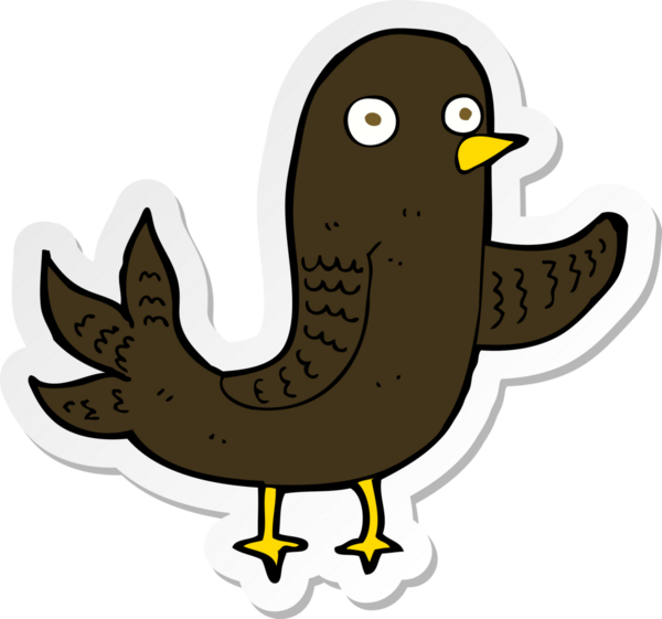 Bir insan tarafından çizilmiş sallanan bir karikatür çıkartması.