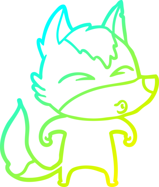 Bir insan tarafından çizilmiş bir kurt çizgi filminin soğuk gradyan çizimi