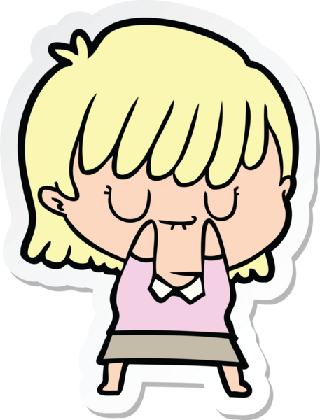 Bir insan tarafından çizilmiş bir karikatür kadının çıkartması.